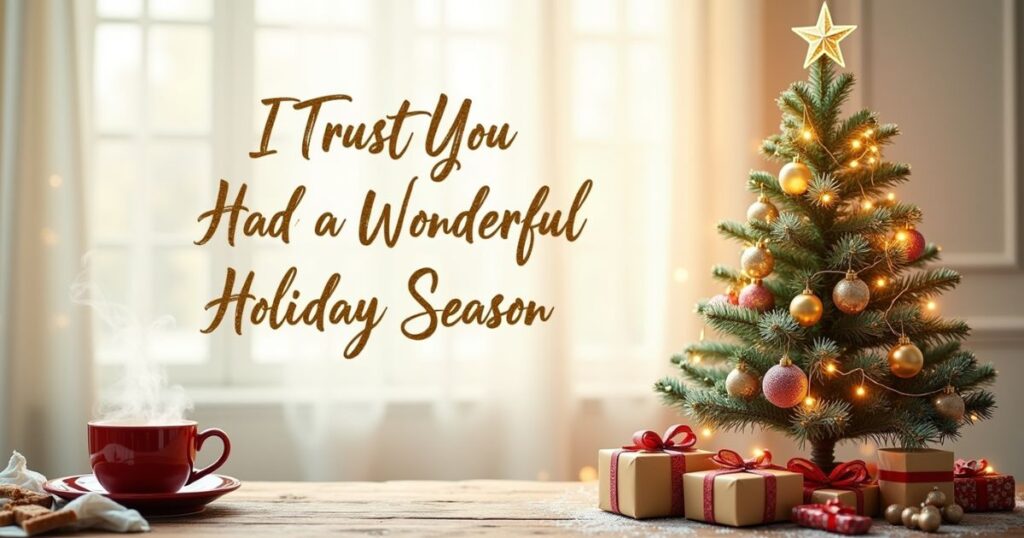 I Trust You Had a Wonderful Holiday Season